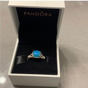 Pandora Blue Crystal sterling silver Ring size 6 (52)